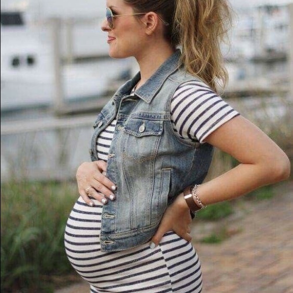 Liz Lange Maternity Navy and White Stripe Dress XS - Picture 4 of 7